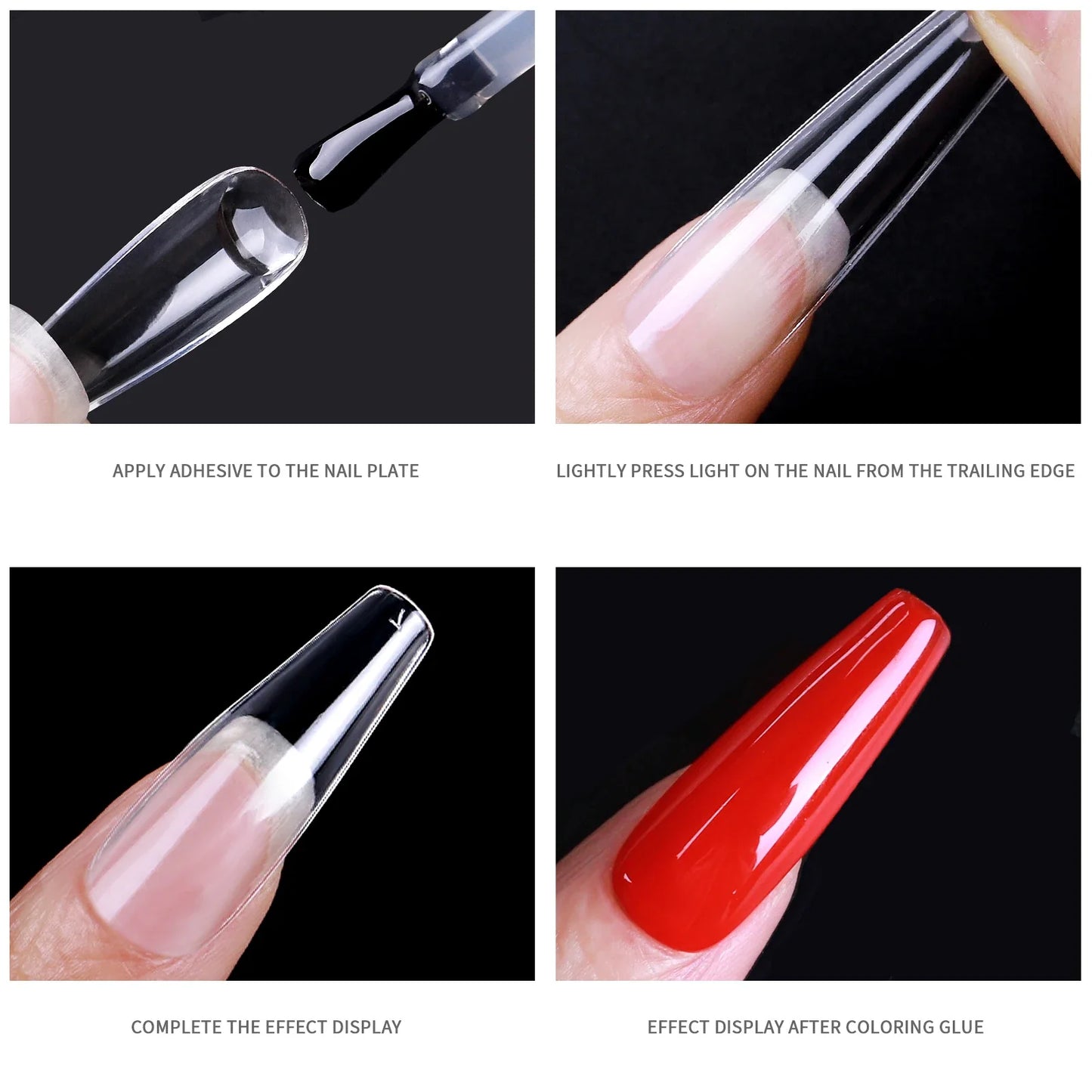 Clear Acrylic Fake Nails: 1 Box Almond French Coffin Full/Half Cover False Nails - Artificial Nail Soft Gel Tips