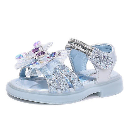 Girls' Rhinestone Bow Sandals - Sparkly Pearl Heart Summer Party Shoes