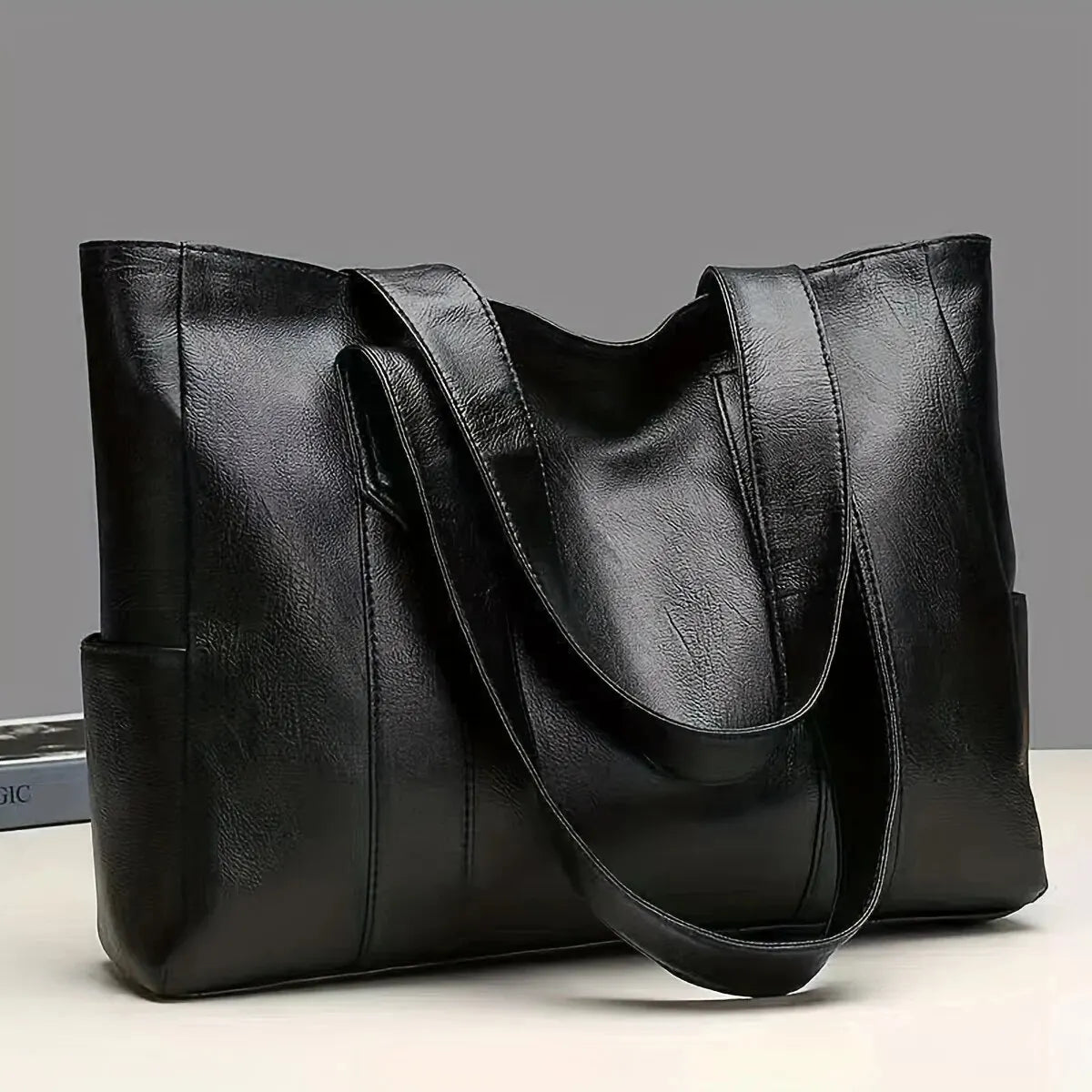 Vintage Large Capacity Tote Bag - Retro Vegan Shoulder Bag for Women, Casual Handbag for Commute