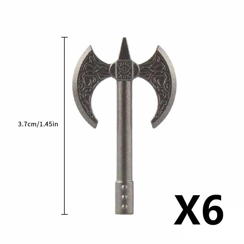 Medieval Figure Weapons Building Blocks Kit – King Sword, Lion Shield, Trident & Double-Edged Axe Battle Toy