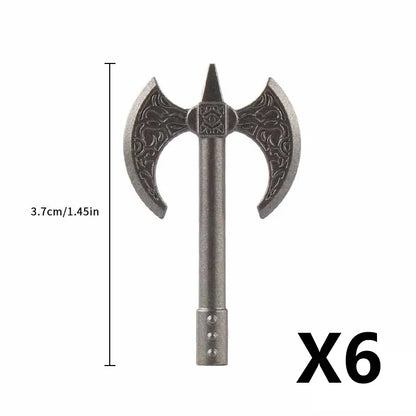 Medieval Figure Weapons Building Blocks Kit – King Sword, Lion Shield, Trident & Double-Edged Axe Battle Toy