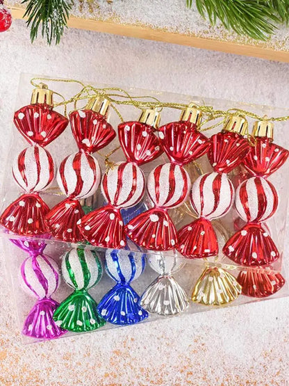 6PCS Christmas Candy Cane & Lollipop Hanging Ornaments – Festive Tree Pendants for Home Holiday Decor