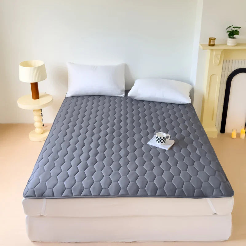 Waterproof Quilted Mattress Protector — Thickened, Breathable Topper for Single & Double Beds