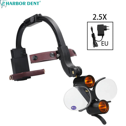 5W Dental LED Headlight – 2.5X/3.5X Magnification Binocular Loupes with 2 Filters for Dentist Surgery
