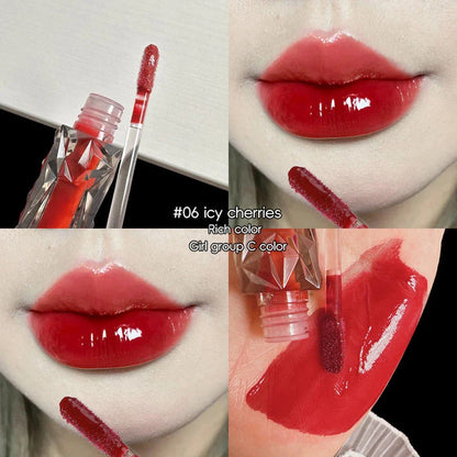Long-Lasting Waterproof Lip Gloss – Moisturizing Mirror Shine, Easy Halo-Dyeing, Transparent Color Cosmetics