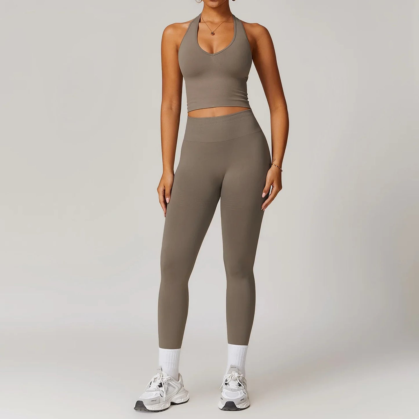Women’s Seamless 2/3 Piece Yoga Set – Fitness Workout Sportswear with Leggings, Sports Bra & Long Sleeve Gym Outfit