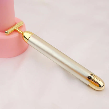 24K Gold Facial Slimming Beauty Bar – Pulse Vibrating Roller for Skin Lifting, Firming & Wrinkle Tightening