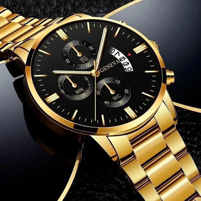 Fashion Men's Stainless Steel Watch – Luxury Quartz Wristwatch with Calendar for Business & Everyday Wear