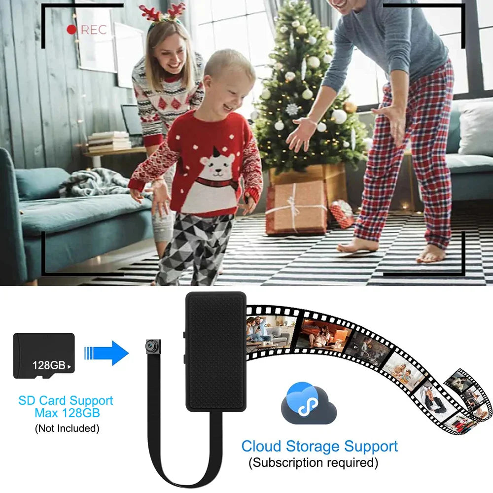 HD 1080P Mini WiFi Camera DIY Module — Nanny Cam with Wide-Angle, Motion Detection, Alarm, Recording, and Phone App Support