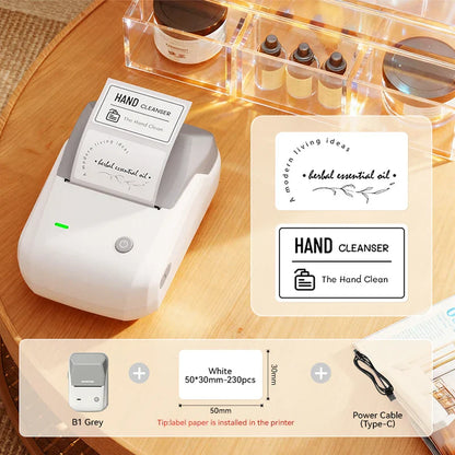 NIIMBOT B1 Portable 2-Inch Thermal Label Printer with Adhesive Tapes Bluetooth Mini Sticker Maker for Smartphone & PC
