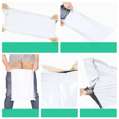 INPLUSTOP Opaque PE Shipping Bags - White Plastic Express Envelopes with Self-Adhesive Seal for Mailing and Courier