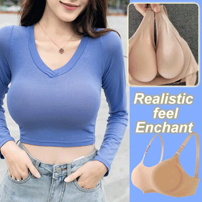 Female Anchor Fake Chest Bra – Women’s Silicone Prosthesis Underwear with Breast Pad, Sexy Oversized Lingerie for Cosplay