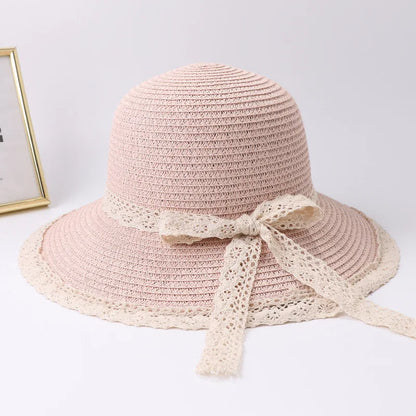 Women’s Summer Bow Ribbon Panama Hat – Beach Straw Cap Bonnet, Stylish Sun Hat for Women