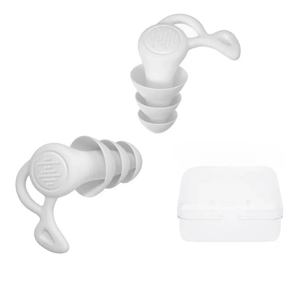 3-Layer Reusable Silicone Earplugs – Waterproof Noise-Cancelling Ear Plugs for Sleeping, Swimming, Diving & Surfing