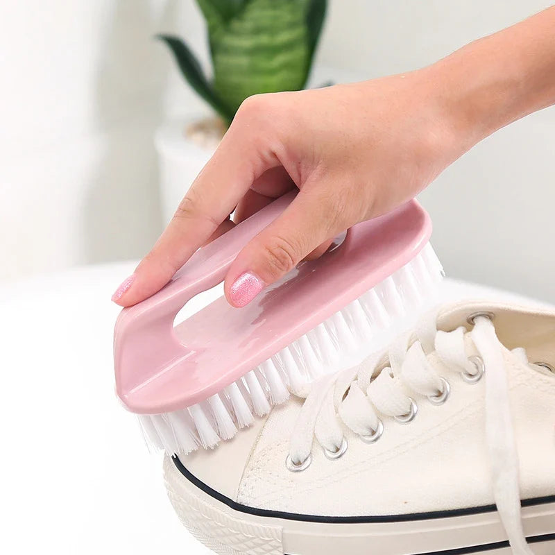 Hard Bristle Scrubbing Brush - Portable Plastic Hand Brush for Laundry, Shoes, Kitchen & Bathroom Cleaning