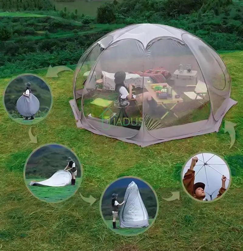Camping Star Transparent Folding Tent – 4-8 Person Portable Spherical Tent, Rain/Windproof, Quick Opening for Outdoor Use
