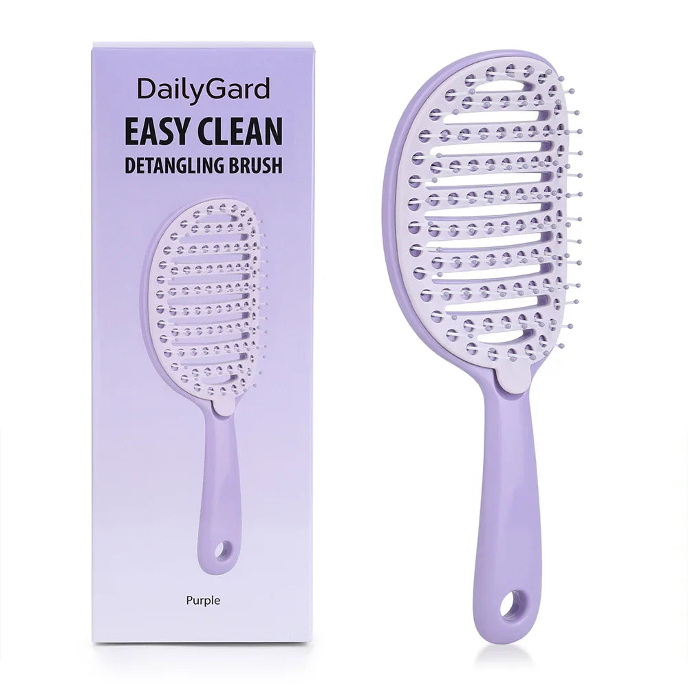 Self Cleaning Foldable Hair Brush with Anti-Static Massage Comb for Women and Home Salon Use