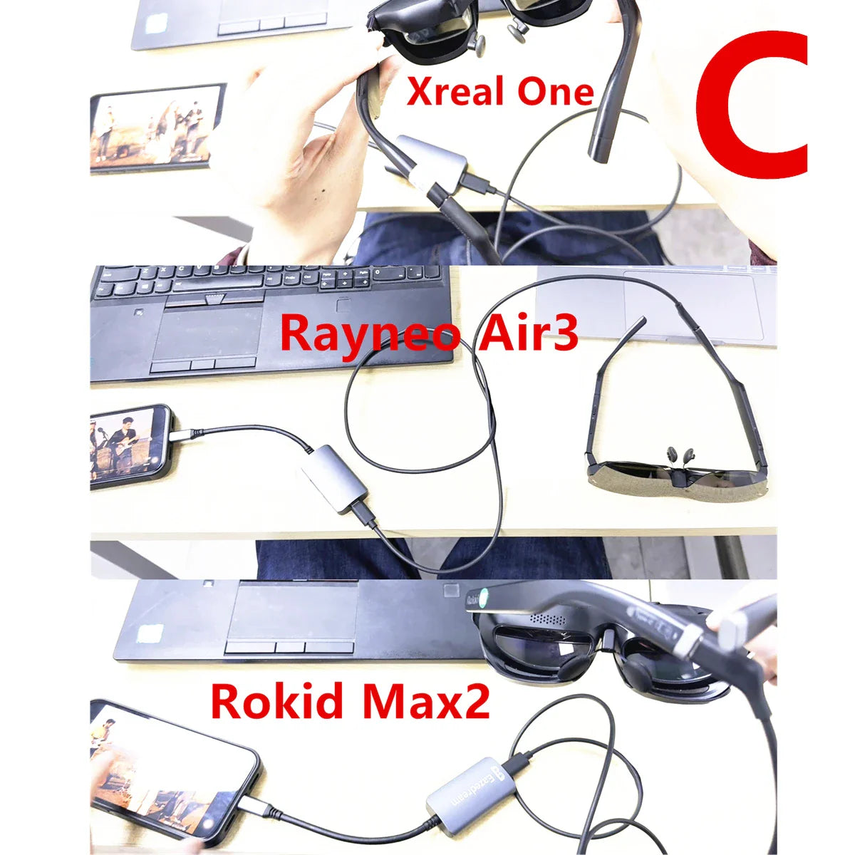 AR Glasses Hub – Multi-Device Type-C & HDMI-Compatible Charging Adapter for Xreal, Viture, Rokid, Rayneo XR