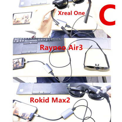 AR Glasses Hub – Multi-Device Type-C & HDMI-Compatible Charging Adapter for Xreal, Viture, Rokid, Rayneo XR