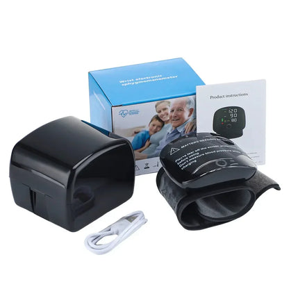 LED Rechargeable Wrist Blood Pressure Monitor – English, Russian, Portuguese, Spanish Voice Broadcast Tonometer