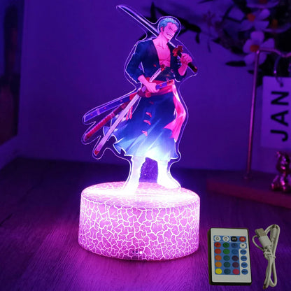 One Piece Luffy & Zoro Action Figures — 3D PVC Anime Lamp, LED Night Light Collectible Toy, Christmas Gift for Kids
