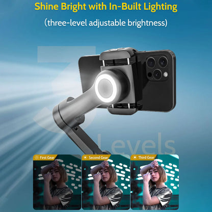AOCHUAN Smart XPro 3-Axis Gimbal Stabilizer – Smartphone Video Stabilizer for iPhone & Android with Fill Light Effect