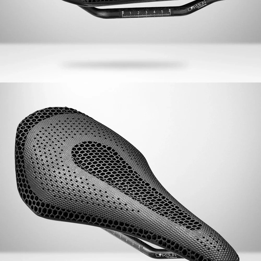 RYET Ultra Full Carbon 3D Printed Bike Saddle — 145mm Lightweight MTB Seat with High Modulus Carbon Fiber Base