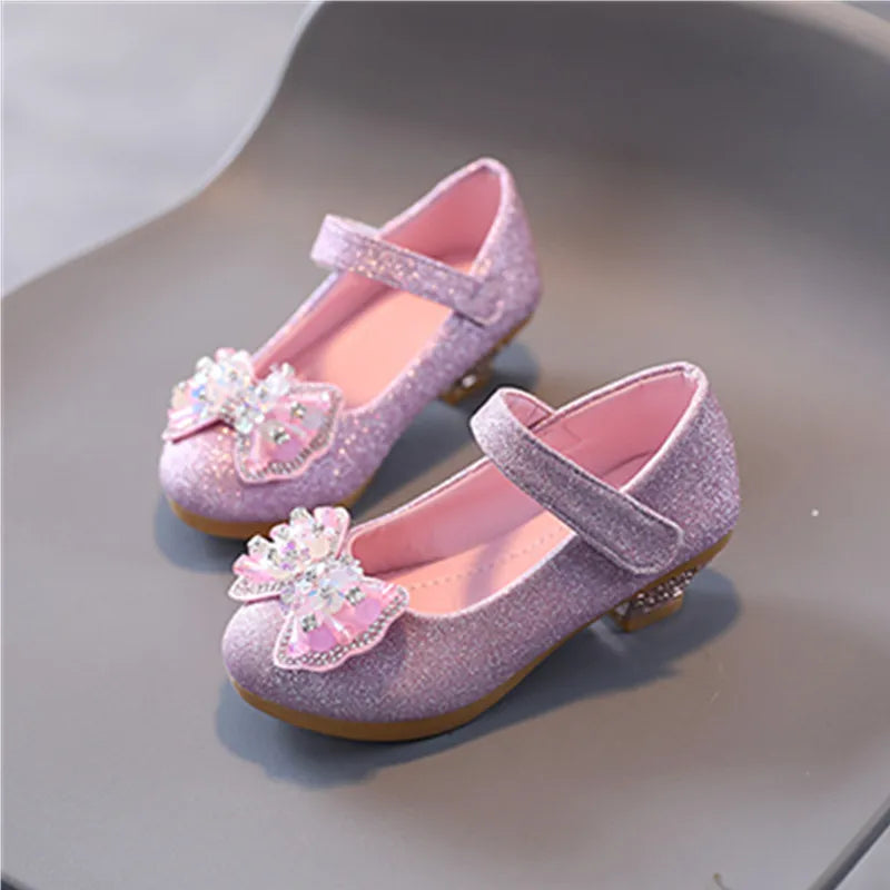 Children's Princess Dress Shoes - Leather Bowtie High Heels for Girls' Parties & Casual Wear