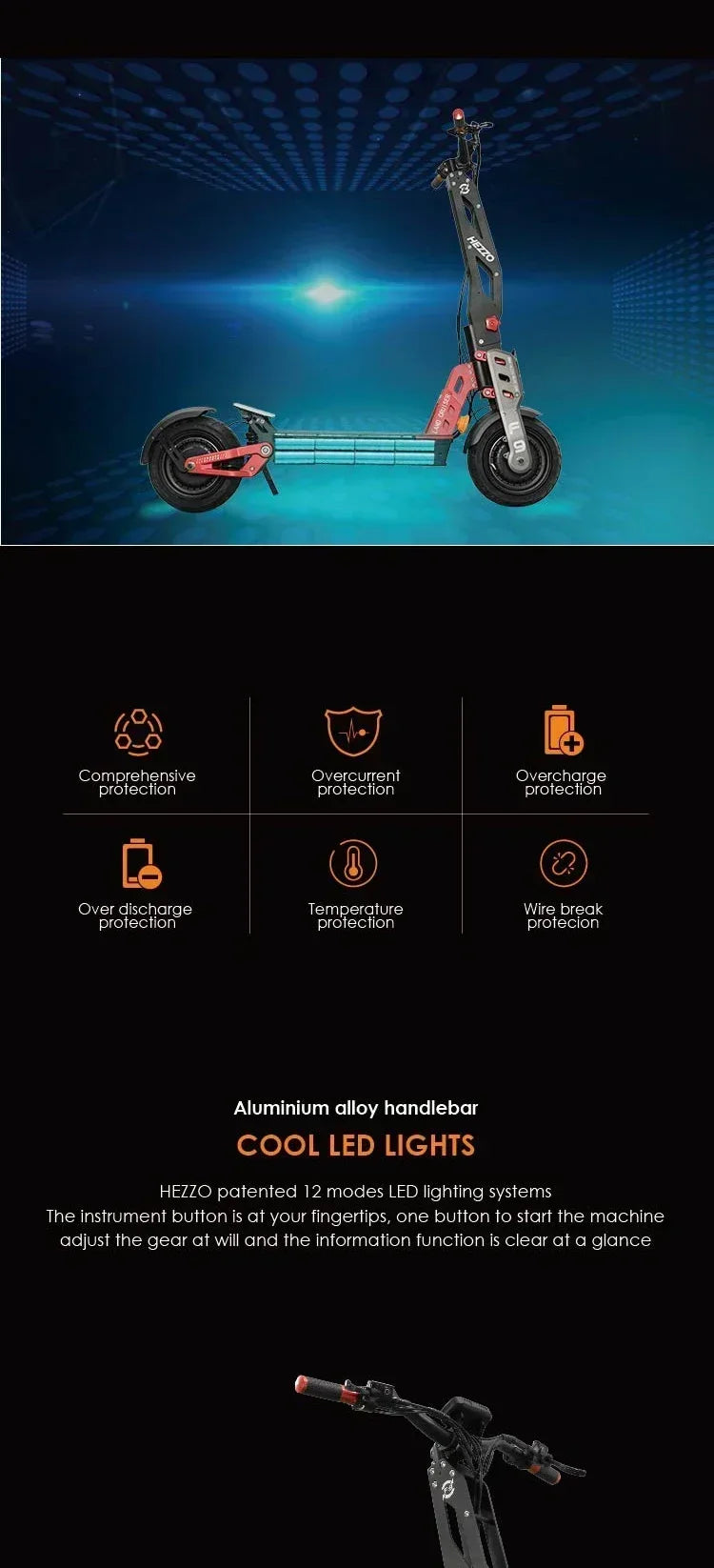 F9 Electric Scooter HEZZO – 60V 8000W Dual Motor, 40AH Lithium Battery, 100km/h, 12-Inch Fat Tires