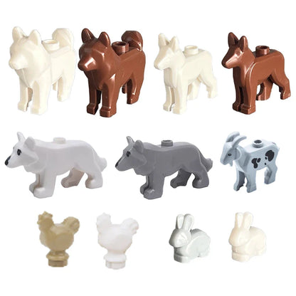 MOC Animal Scene Building Blocks – Zoo & Wildlife DIY Toy Bricks with Ducks, Cats, Dogs, Penguins, Eagles, Wolves, Bears, Deer, Sharks, Snakes, Mice, Sheep (K055)