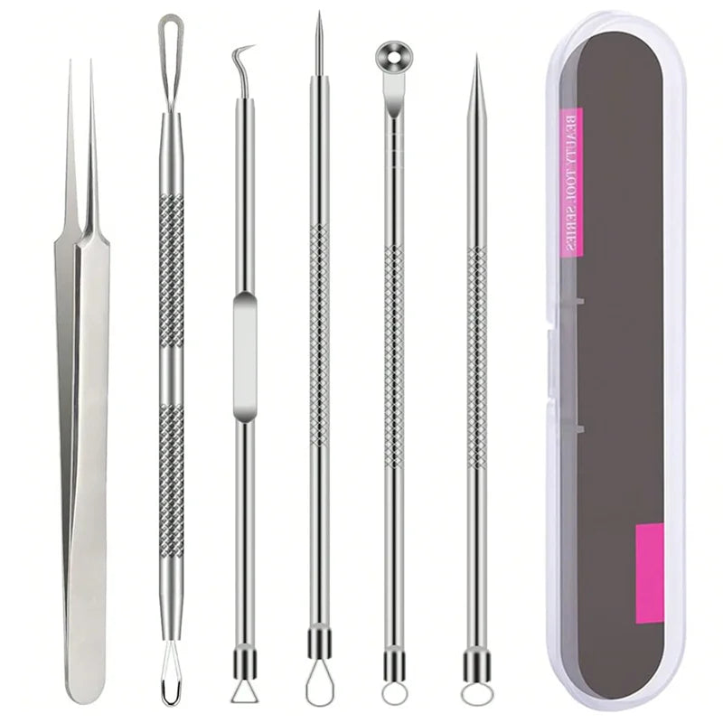 4/6PCS Face Cleaning Kit – Pimple, Blackhead & Whitehead Remover Tools for Acne and Comedone Care