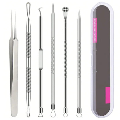 4/6PCS Face Cleaning Kit – Pimple, Blackhead & Whitehead Remover Tools for Acne and Comedone Care