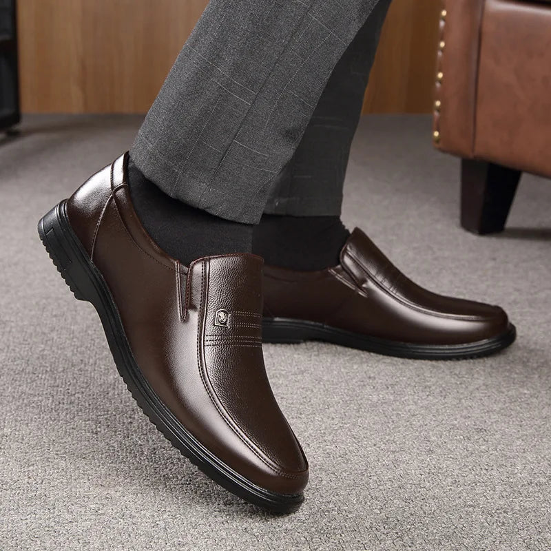 Men’s Genuine Leather Handmade Loafers - Soft Breathable Slip-On Business Casual Shoes