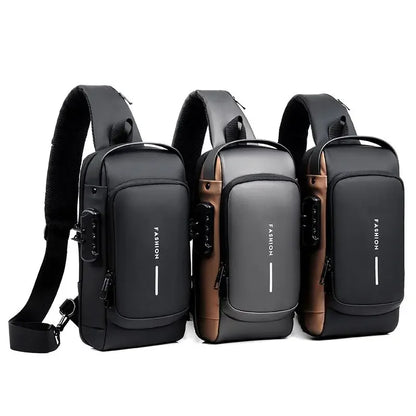 Designer Multifunction Anti-Theft USB Shoulder Bag – Travel Crossbody Messenger Sling Chest Bag for Men, Luxury Brand