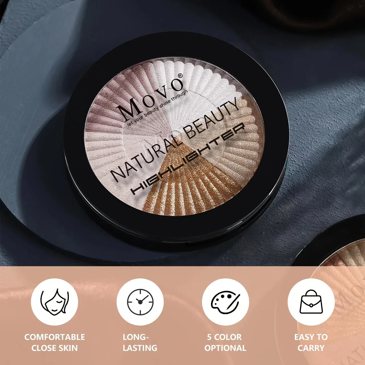 5 Color Highlighter Powder Makeup Palette – Shimmer Glitter High-Pigment Face Illuminator, Ideal Gift