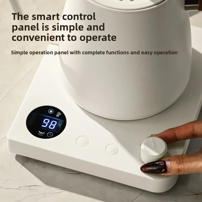 1000W Electric Gooseneck Kettle 1L 304 Stainless Steel – Intelligent Temperature Control Coffee & Tea Kettle with LED Display, Fast Heating Hot Water Boiler