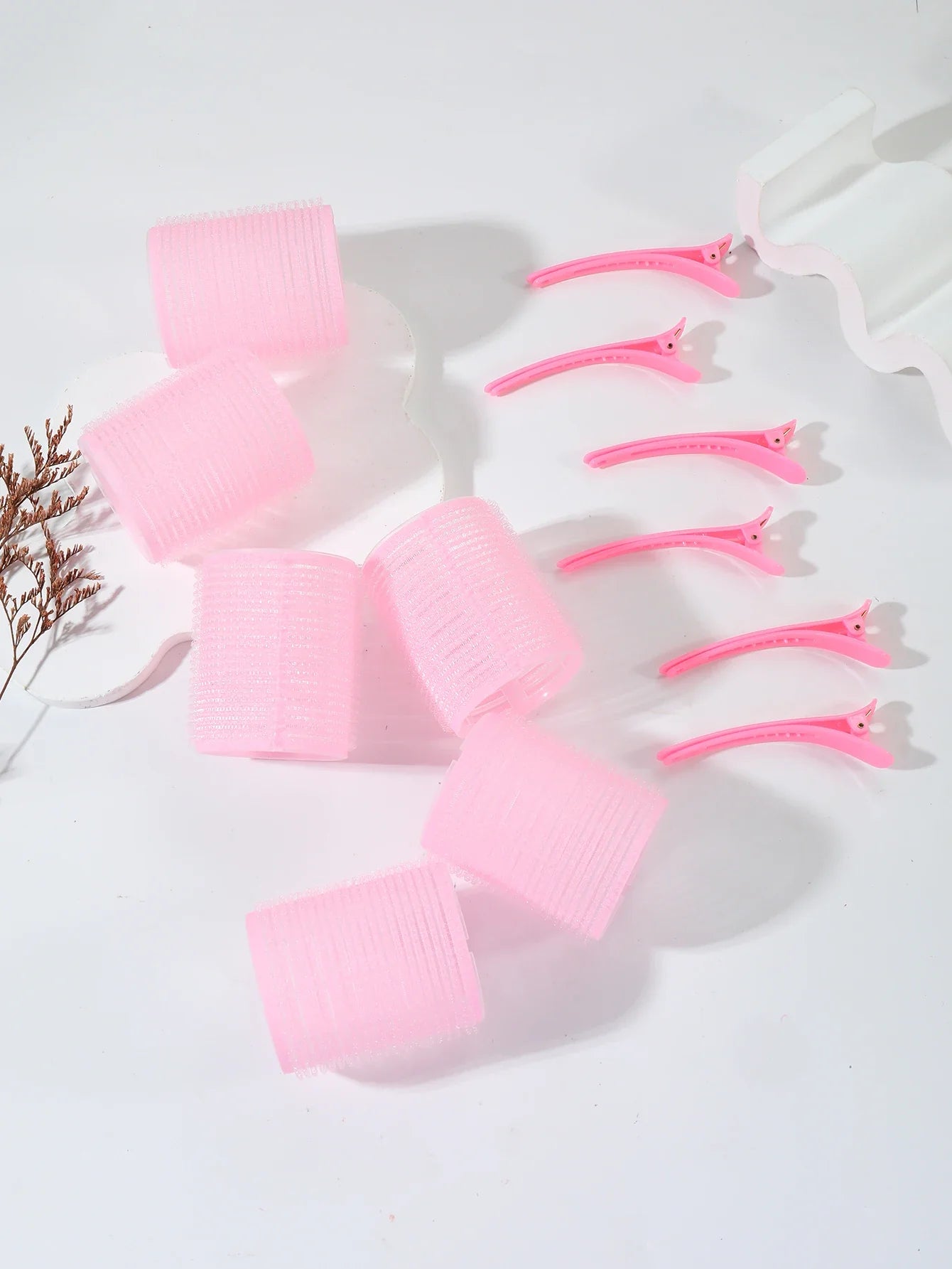 12pcs Air Bar Curling Iron Tube Set – Self-Adhesive Hair Rollers & Bangs Clips for Styling Real Hair & Wigs
