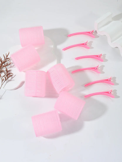 12pcs Air Bar Curling Iron Tube Set – Self-Adhesive Hair Rollers & Bangs Clips for Styling Real Hair & Wigs