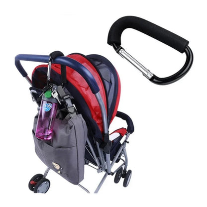Heavy Duty Stroller Hooks - Foam Handle Carabiner Clips with D-Ring Snap for Bags, Groceries & Organizer Storage