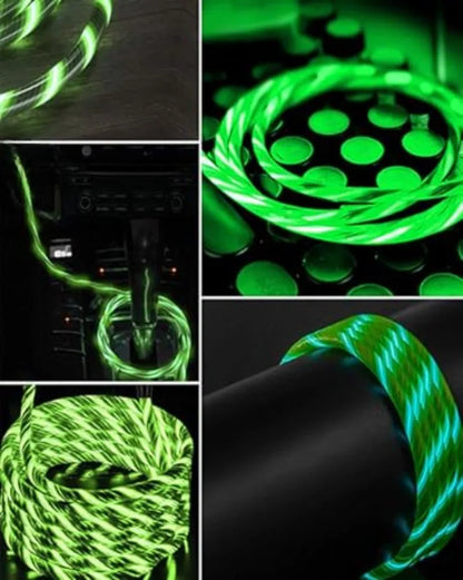 1m & 2m Glowing LED USB Charging Cable – 2.4A Data Cord for iPhone 14, 13, 12, 11 Pro Max, XS & XR
