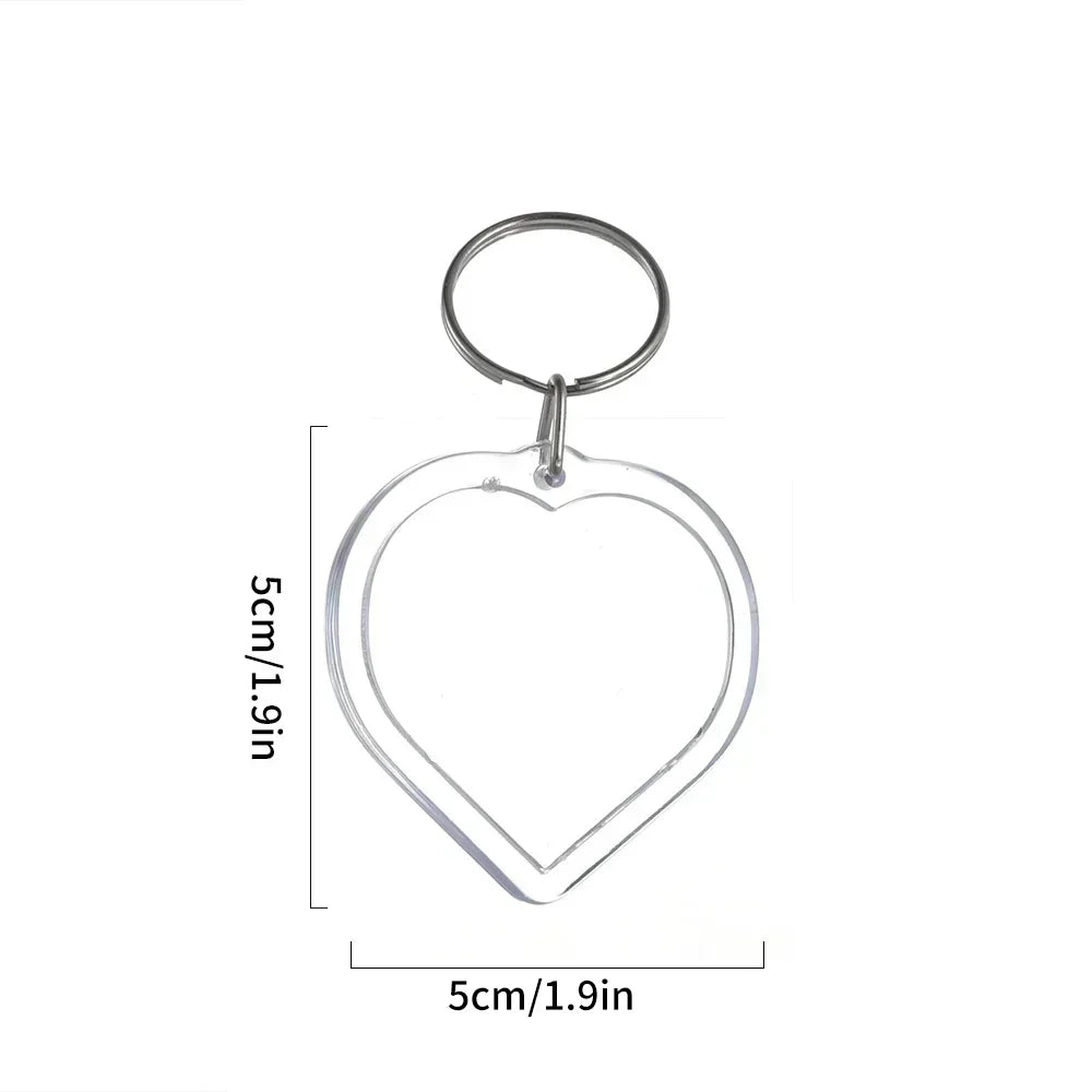 Clear Acrylic Photo Frame Keychains – Blank Rectangle Keyrings for Double-Sided Photos, DIY Supplies (5-100PCS)