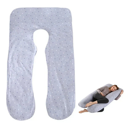 Cotton Maternity U-Shaped Body Pillow Case – 140/150cm Removable & Washable Cover for Pregnancy Support