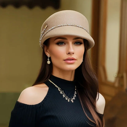 Women's French Woolen Felt Hat - Adjustable Octagonal Autumn/Winter British Retro Versatile Winter Hat