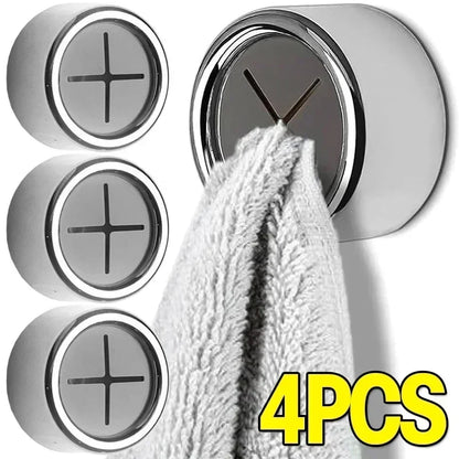 Self-Adhesive Towel Plug Holder: Wall-Mounted Bathroom and Kitchen Organizers with Towel Hooks and Storage Rack (4/1Pcs)