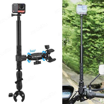 Selfie Stick Monopod Handlebar Mount – Compatible with Insta360 X4/X3/X2, GoPro 8-13 & DJI for Bicycle & Motorcycle