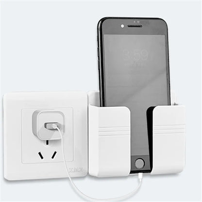 4-Piece Wall-Mounted Storage Box Set - Multifunctional Punch-Free Organizer for TV Remote Control, DIY Mobile Phone Plug, and Charging Holder