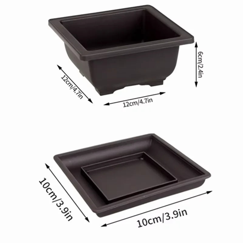Purple Clay Succulent Plant Pots – Outdoor Garden Bonsai Planters, Rectangular & Square
