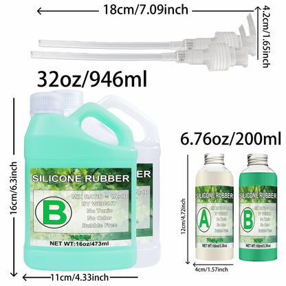 20A Silicone Mold Making Kit 32oz – Green Liquid Rubber, Fast Cure Mold Maker for Resin Casting & DIY Craft Molds
