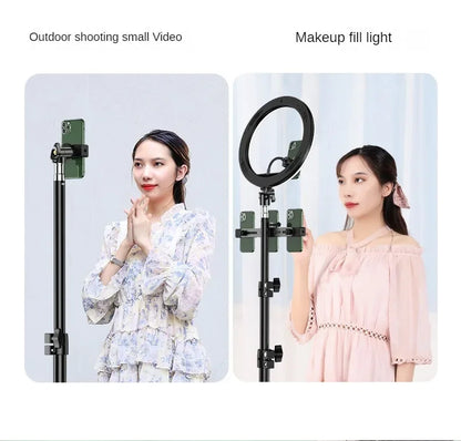 160cm Live Broadcast Tripod – Metal Camera Stand with Selfie Light, Phone Holder & Thermometer for Anchors