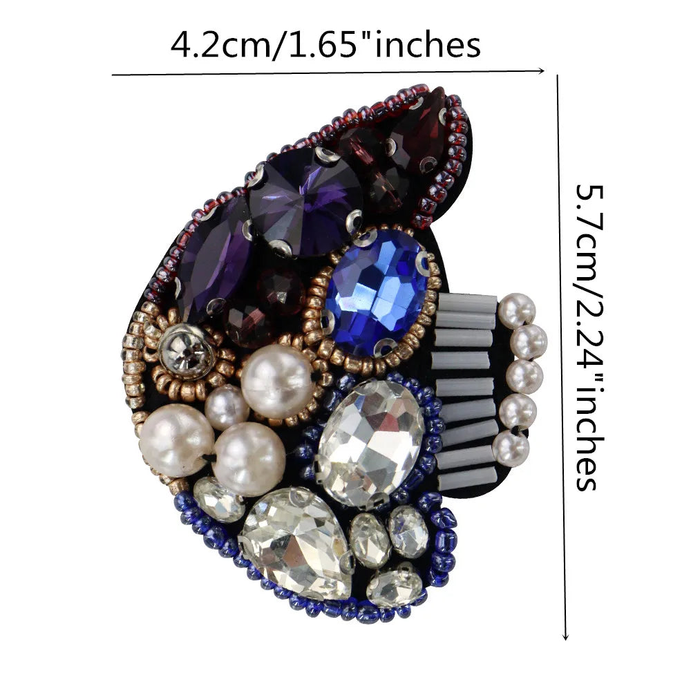 3D Handmade Ocean Animal Patches - Beaded Seahorse Crab Starfish DIY Sewing Accessories & Craft Ornaments